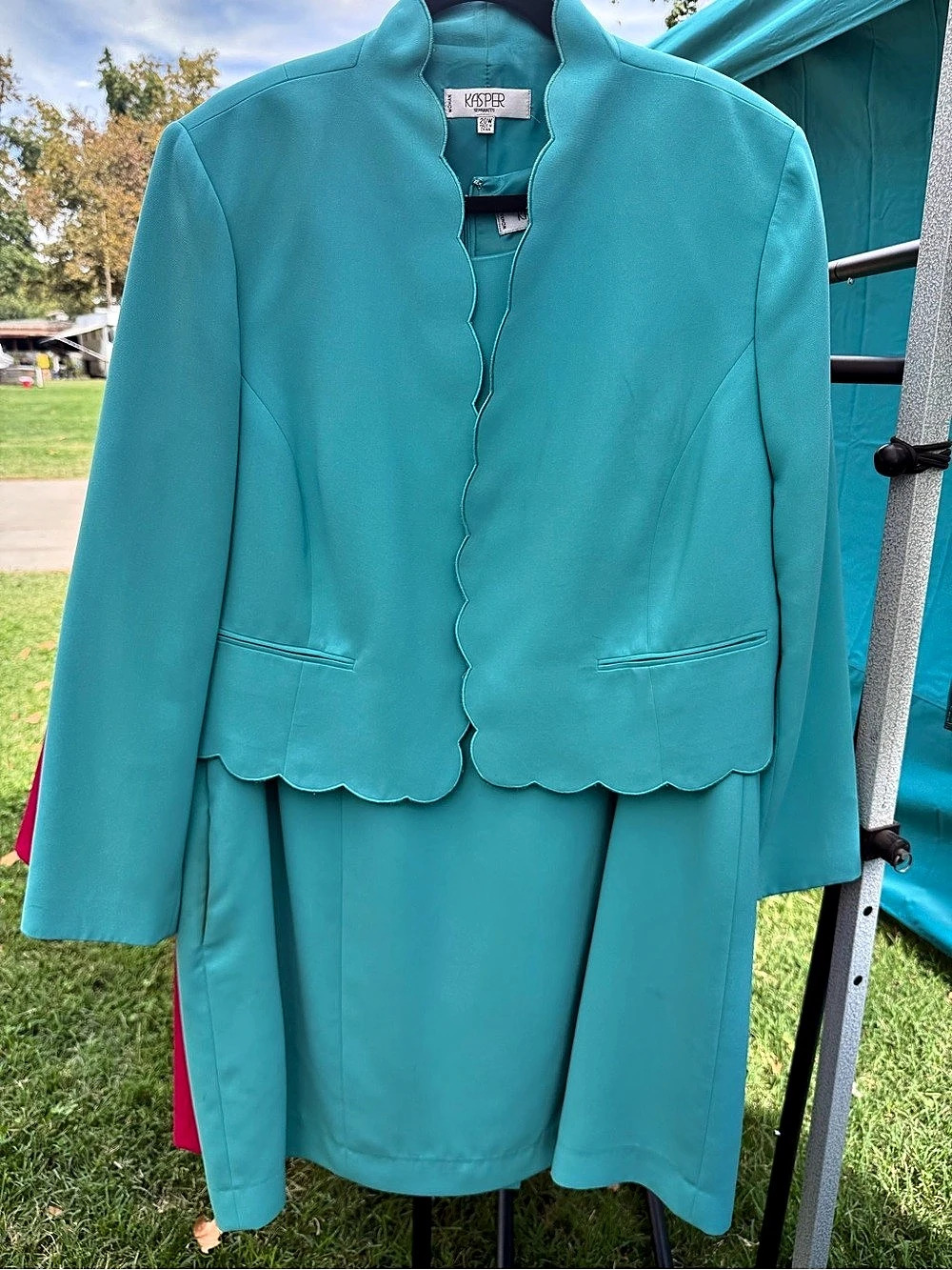 Kasper Women's Blue Scalloped-Edge Suit Jacket